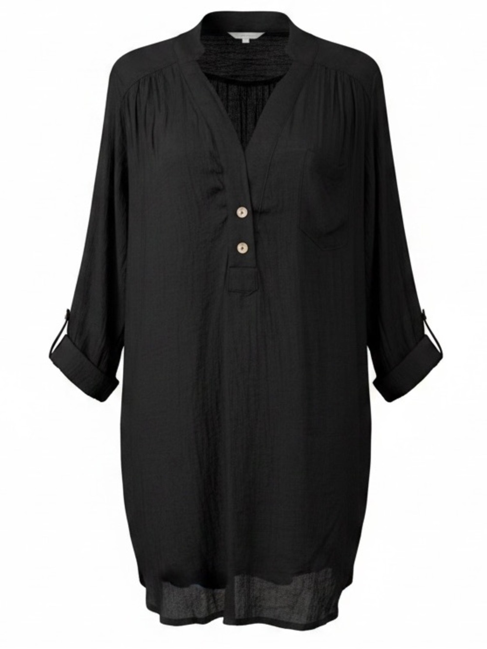 WearAbouts Oversized Long  V Neck Sleeve Black Tunjc Dress Womens size M